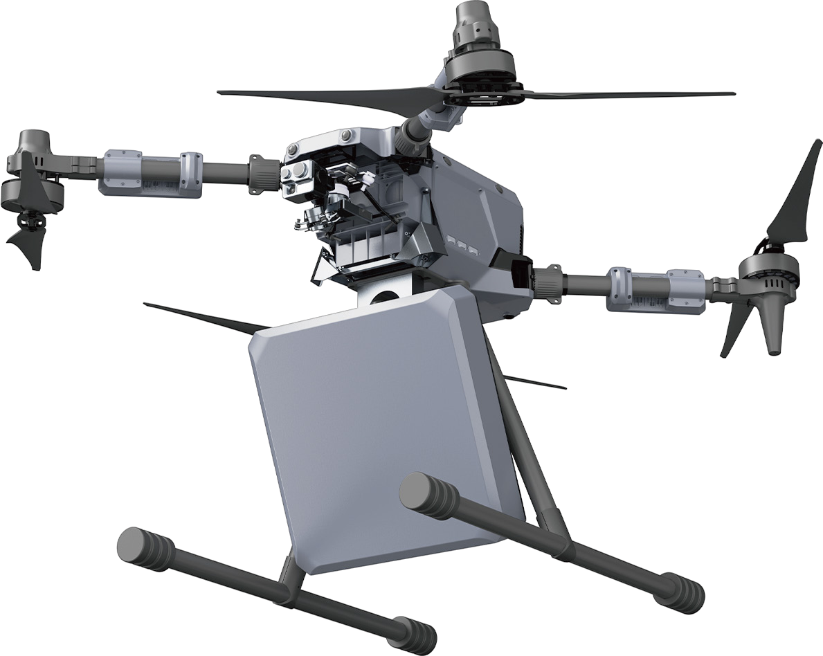 Trägerplattform SOA200 mit montiertem Vollband-Peilmodul STA200 und EO/IR-Gimbal